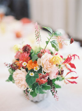 Small flower arrangement on a table 
