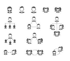 User collaboration diagram flat vector icons. Fully scalable.