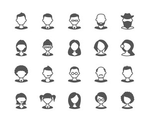 User faces set of flat vector icons. Fully scalable.