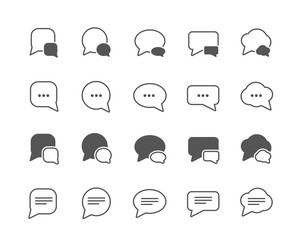 Dialog bubbles of different shapes. Set of flat vector icons. Fully scalable