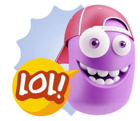 3d Illustration Laughing Character Emoji Expression saying Lol w