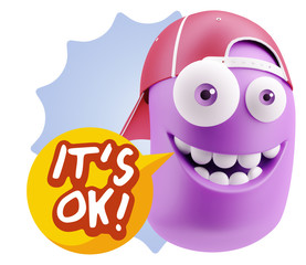 3d Illustration Laughing Character Emoji Expression saying It's