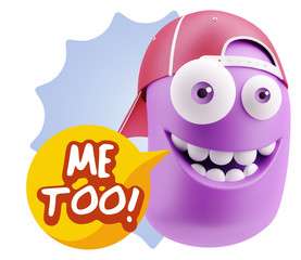 3d Illustration Laughing Character Emoji Expression saying Me To