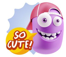 3d Illustration Laughing Character Emoji Expression saying So Cu
