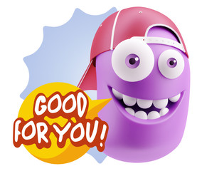 3d Rendering Smile Character Emoticon Expression saying Good For