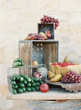 Fruit and Vegetables displayed at Wedding