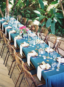 Set Table at Outdoor Wedding Reception 