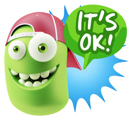 3d Illustration Laughing Character Emoji Expression saying It's