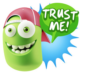 3d Illustration Laughing Character Emoji Expression saying Trust