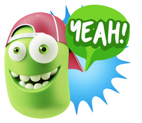 3d Illustration Laughing Character Emoji Expression saying Yeah