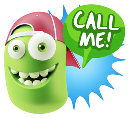 3d Illustration Laughing Character Emoji Expression saying Call