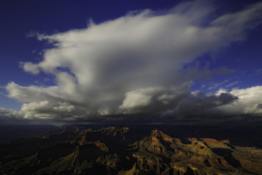 Clouds over sandstone mountains in Grand Canyon National Park