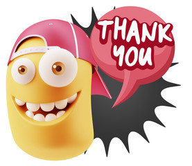 3d Illustration Laughing Character Emoji Expression saying Thank