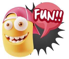 3d Illustration Laughing Character Emoji Expression saying Fun w