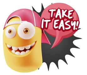 3d Illustration Laughing Character Emoji Expression saying Take