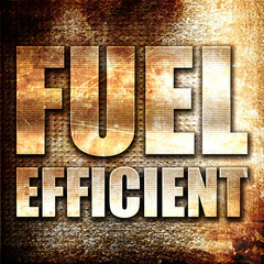 fuel efficient, 3D rendering, metal text on rust background