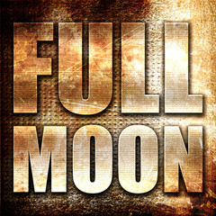 full moon, 3D rendering, metal text on rust background