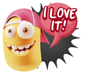 Obraz premium 3d Rendering Smile Character Emoticon Expression saying I Love I