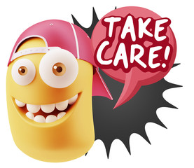 3d Illustration Laughing Character Emoji Expression saying Take