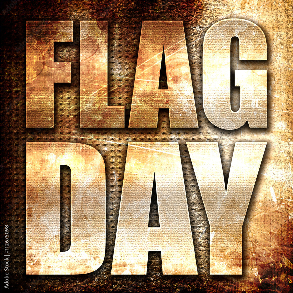 Poster flag day, 3d rendering, metal text on rust background