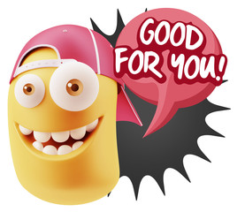 3d Rendering Smile Character Emoticon Expression saying Good For