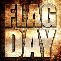 flag day, 3D rendering, metal text on rust background