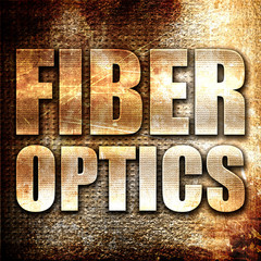 fiber optics, 3D rendering, metal text on rust background