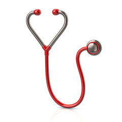 3d illustration of red stethoscope icon