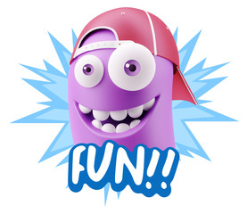 3d Illustration Laughing Character Emoji Expression saying Fun w