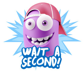3d Illustration Laughing Character Emoji Expression saying Wait