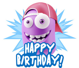 3d Rendering Smile Character Emoticon Expression saying Happy Bi