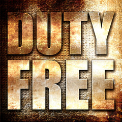 duty free, 3D rendering, metal text on rust background