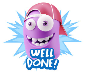 3d Rendering Smile Character Emoticon Expression saying Well Don