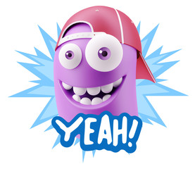 3d Illustration Laughing Character Emoji Expression saying Yeah