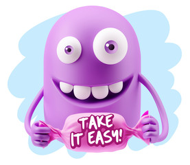 3d Illustration Laughing Character Emoji Expression saying Take