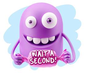 3d Illustration Laughing Character Emoji Expression saying Wait
