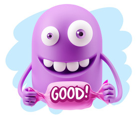 3d Illustration Laughing Character Emoji Expression saying Good