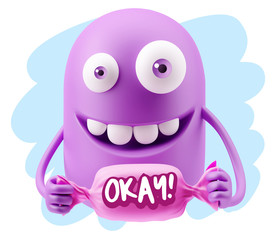 3d Illustration Laughing Character Emoji Expression saying Okay