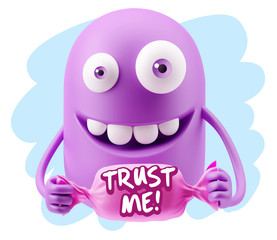 3d Illustration Laughing Character Emoji Expression saying Trust