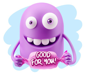 3d Rendering Smile Character Emoticon Expression saying Good For