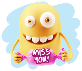 3d Illustration Laughing Character Emoji Expression saying Miss