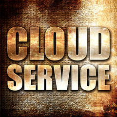 cloud service, 3D rendering, metal text on rust background