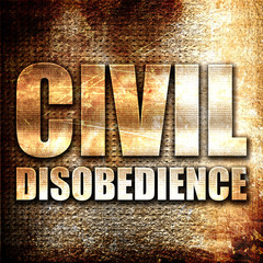 civil disobedience, 3D rendering, metal text on rust background