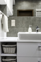 White furniture in bathroom