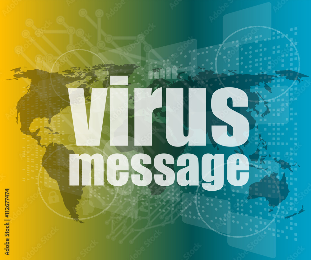 Poster internet concept: words virus message on digital screenvector quotation marks with thin line speech 