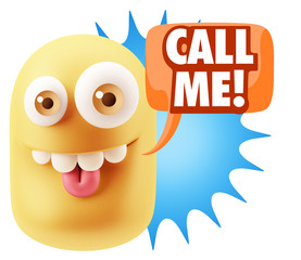 3d Illustration Laughing Character Emoji Expression saying Call