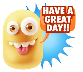 3d Rendering Smile Character Emoticon Expression saying Have A G