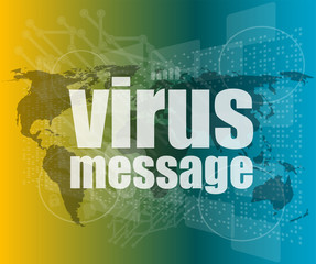 internet concept: words virus message on digital screenvector quotation marks with thin line speech bubble. concept of citation, info, testimonials, notice, textbox. flat style