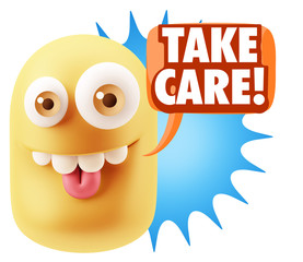 3d Illustration Laughing Character Emoji Expression saying Take