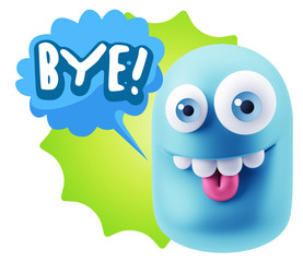 3d Illustration Laughing Character Emoji Expression saying Bye w